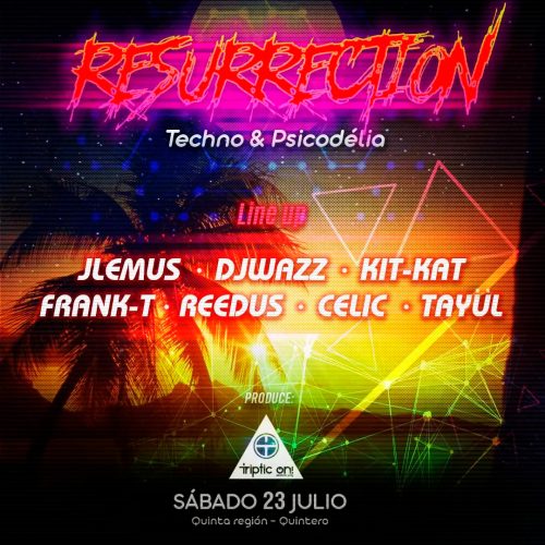 Flyer Evento Música Electrónica - Resurrection Tripticon