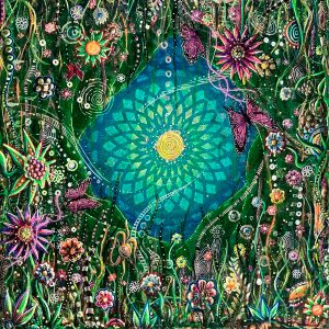 Las flores de mi jardín - Cuadro de pintura Acrílico - Imagen 2